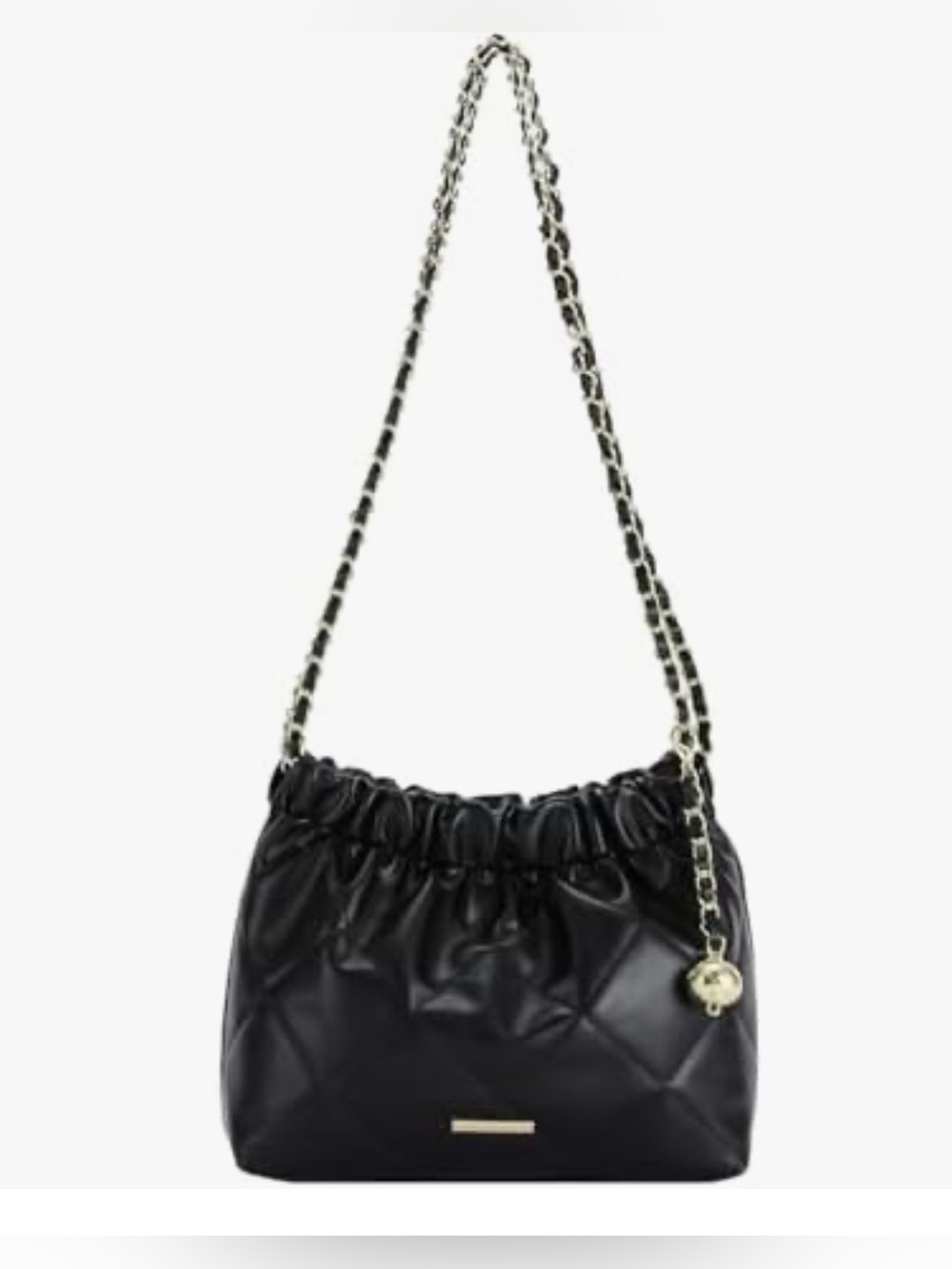 Fashion Pleated Pu Crossbody Bags Chain Bucket Shoulder Bag